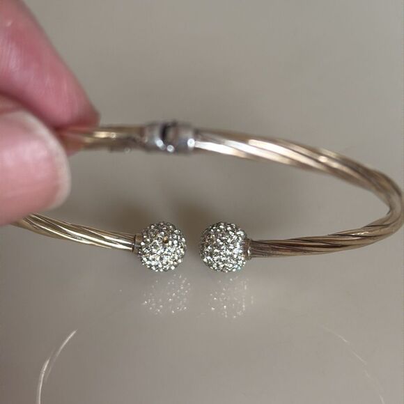 Sterling Silver 14K GP LEAU Twist Clamper Cuff Bracelet - Picture 5 of 5